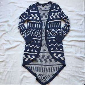 Blue and beige duster sweater